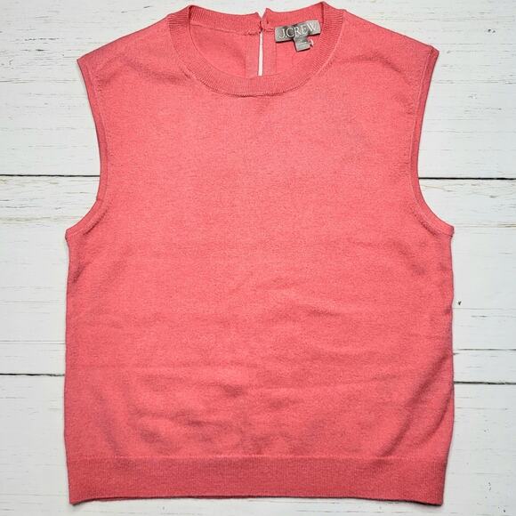 J. Crew Featherweight Cashmere Blend Cropped Sweater Shell Rose Pink Tank Small - Picture 2 of 8